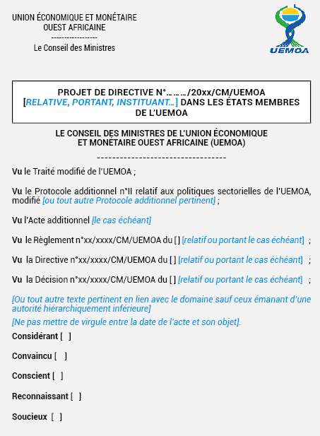 MODÈLE DE DIRECTIVE