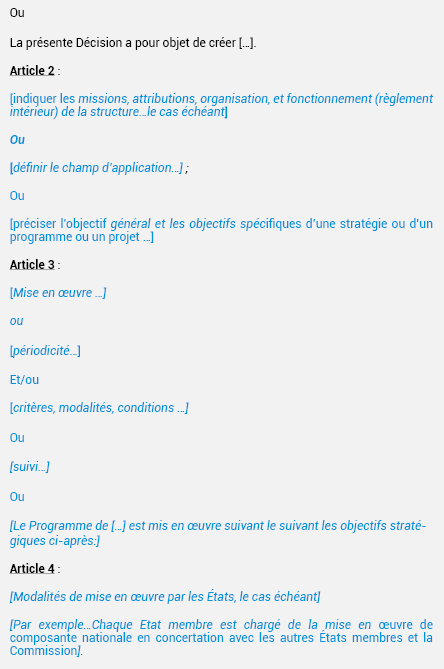 MODÈLE DE DÉCISION DU CONSEIL DES MINISTRES