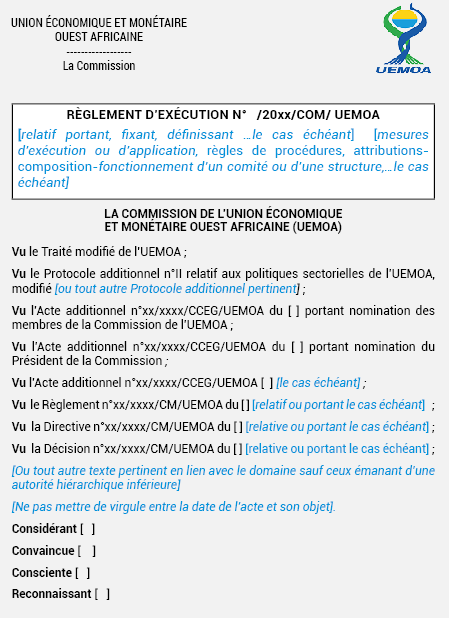 MODÈLE DE DÉCISION DU CONSEIL DES MINISTRES