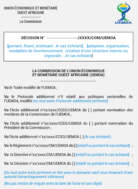 MODÈLE DE RÈGLEMENT D’EXÉCUTION