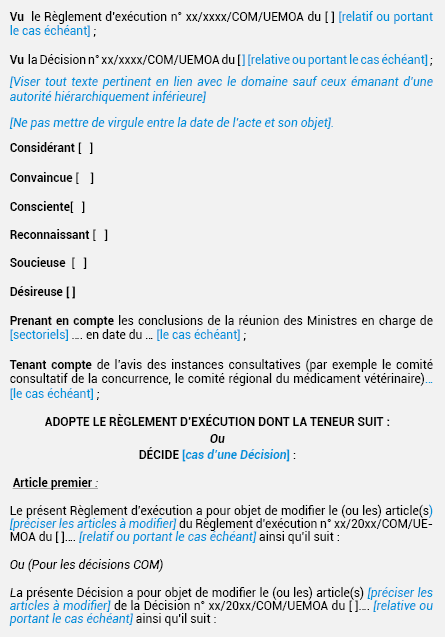 MODÈLE D’ACTE MODIFICATIF (cas des actes pris par la Commission)