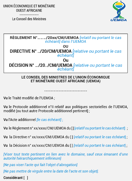 MODÈLE D’ACTE DU CONSEIL DES MINISTRES AVEC INSERTION D’UNE CLAUSE ABROGATOIRE