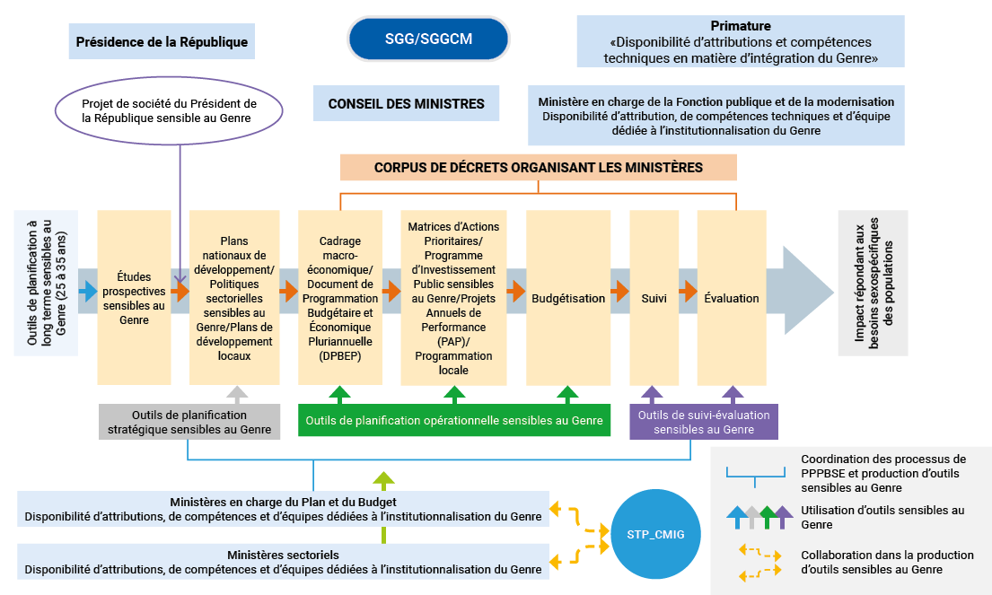 Figure 8 : Institutionnalisation du Genre dans les processus de Planification, Programmation, Budgétisation, Suivi-évaluation du développement
